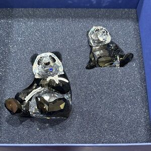 Swarovski Black and Clear Crystal Panda Duo